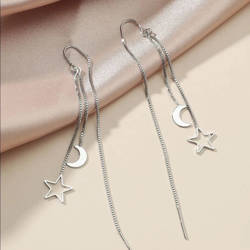 Moon and star fashion drop earrings